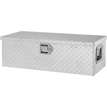 Aluminum Truck Bed Tool Box, Diamond Plate, Lock, 30 in