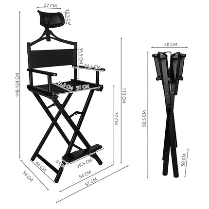 Aluminum makeup chair with headrest