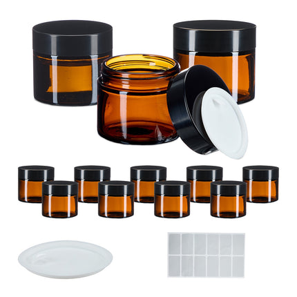 Amber Glass Cream Jars, 60 ml, UV Protection, Leak-Proof