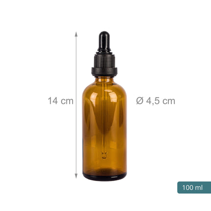 Amber Glass Dropper Bottles, 100 ml, 12-Pack Set