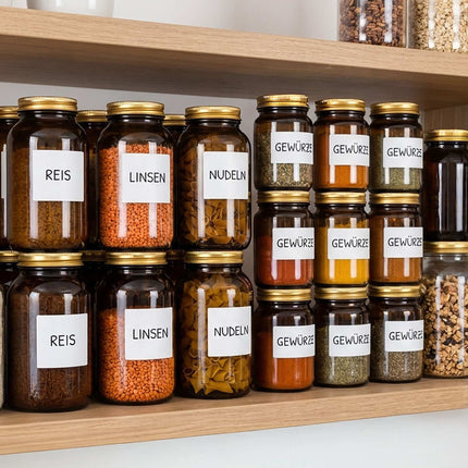 Amber Glass Jars, 250ml, Set of 5, Airtight Lids