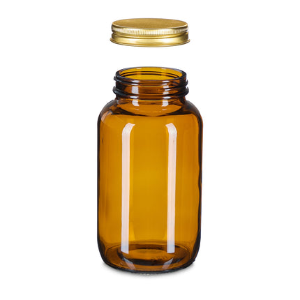 Amber Glass Jars 400ml, Wide-Mouth, Airtight Seal