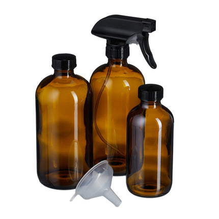 Amber Glass Spray Bottles, Set of 4 – UV Protection