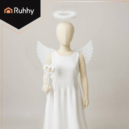 Angel Wings Costume Set with Halo and Wand