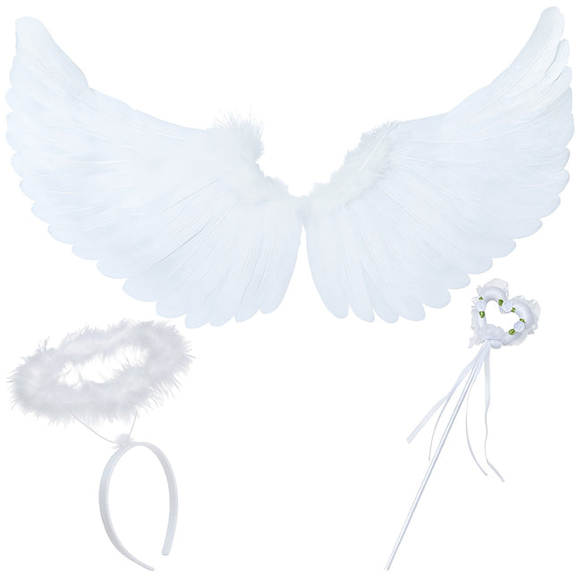 Angel Wings Costume Set with Halo and Wand