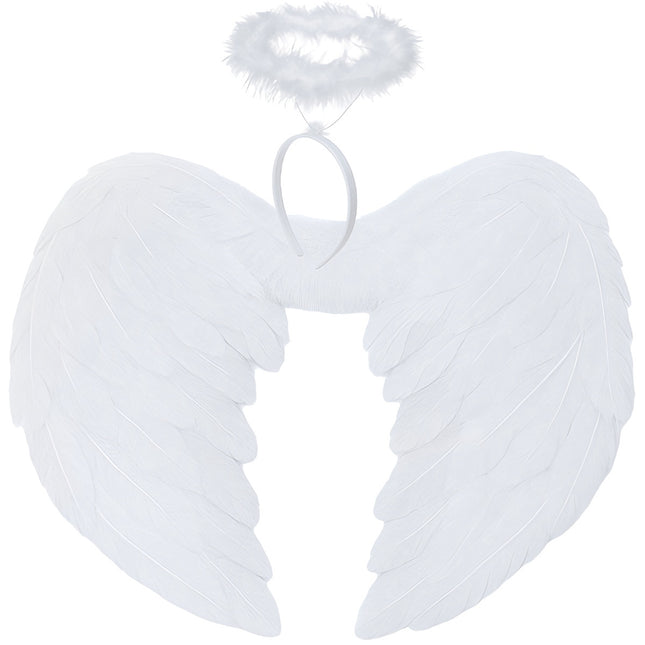 Angel Wings with Halo Set, 45x35 cm, White