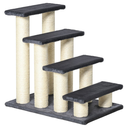 4-step soft plush pet stairs, gray, 60x40.5x59 cm