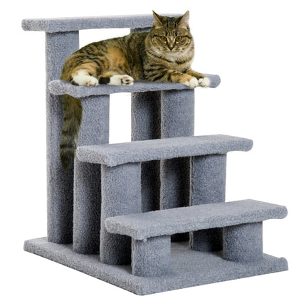 Pet stairs for cats and dogs, 4 steps, gray, 63.5x43x60 cm