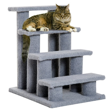 Pet stairs for cats and dogs, 4 steps, gray, 63.5x43x60 cm