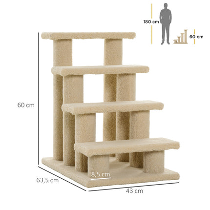 Animal stairs, 4-step plush, beige, 63.5x43x60 cm