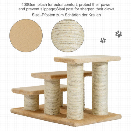 3-step plush stairs for dogs and cats, cream, 45x35x34 cm
