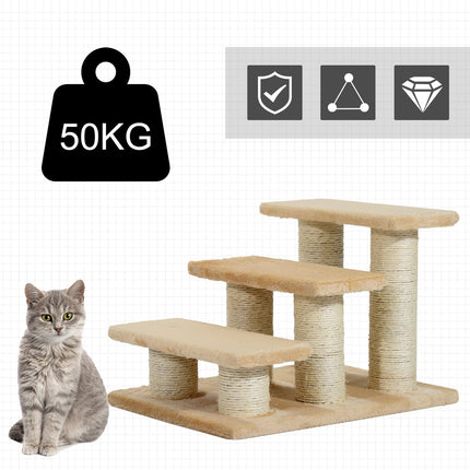 3-step plush stairs for dogs and cats, cream, 45x35x34 cm
