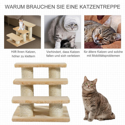 3-step plush stairs for dogs and cats, cream, 45x35x34 cm