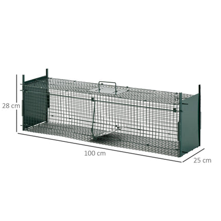 Animal trap in metal for rabbits and cats, double entrances
