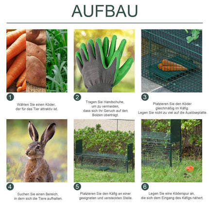 Animal trap in metal for rabbits and cats, double entrances