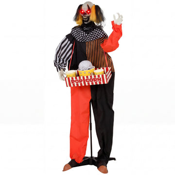 Animated Halloween Clown with Popcorn Box and LED Eyes