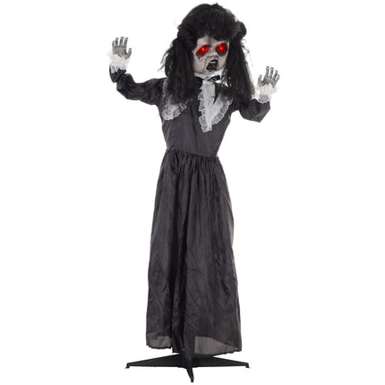 Animated Halloween Decoration – Black Lolita Girl, Sound-Activated