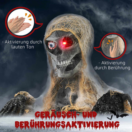 Animated Halloween Mummy with Glowing Eyes, 55x18x35 cm