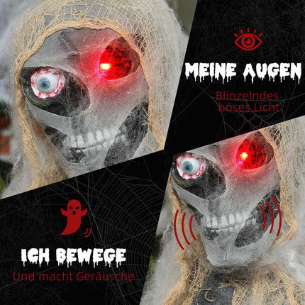 Animated Halloween Mummy with Glowing Eyes, 55x18x35 cm
