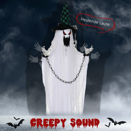 Animated Halloween Prop – Shaking Ghost with Red Eyes