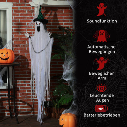 Animated Halloween Prop – Shaking Ghost with Red Eyes