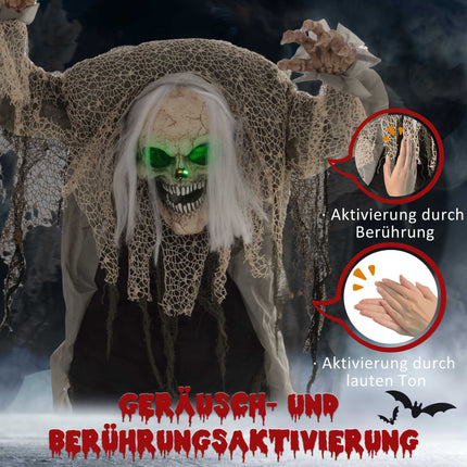 Animated Halloween Skeleton Ghost with Red Eyes, 160 cm