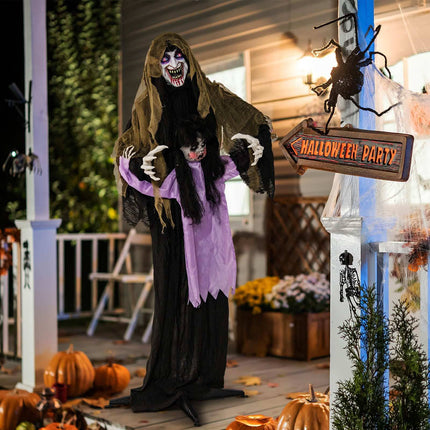 Animated Halloween Vampire with LED Lights for Yard and Lawn
