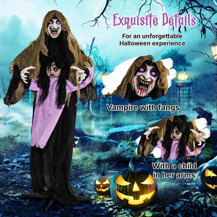 Animated Halloween Vampire with LED Lights for Yard and Lawn