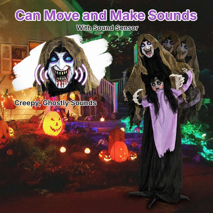 Animated Halloween Vampire with LED Lights for Yard and Lawn