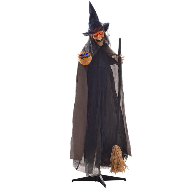 Animated Halloween Witch Decoration with Light-Up Eyes