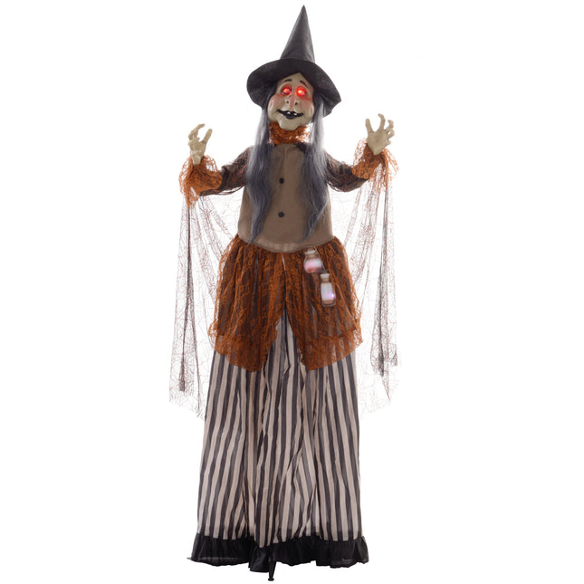 Animated Halloween Witch Decoration with Red Eyes, 183 cm