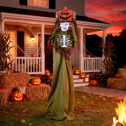 Animated Pop-Up Pumpkin Skeleton, 173 cm, Sound & Light