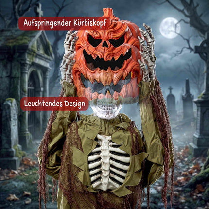 Animated Pop-Up Pumpkin Skeleton, 173 cm, Sound & Light