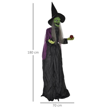 Animated Witch Halloween Decoration, 180 cm, Red Eyes
