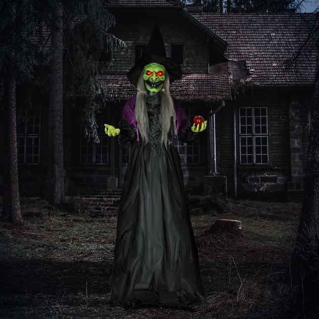 Animated Witch Halloween Decoration, 180 cm, Red Eyes