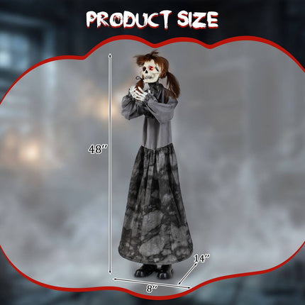 Animatronic Halloween Jumpscare Doll with Pop-Up Head, Sound Activated, 48 Inch