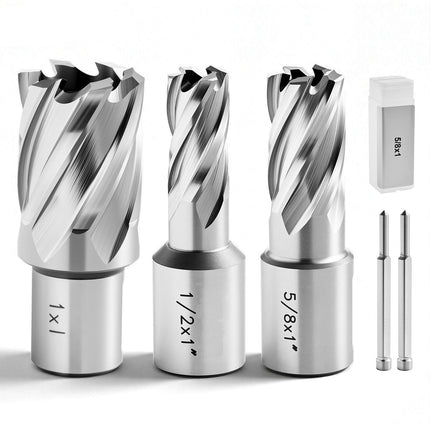 Annular Cutter Set, 5-Piece HSS 3/4 Weldon Shank