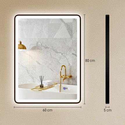 Anti-Fog LED Bathroom Mirror, Dimmable, 80x60 cm