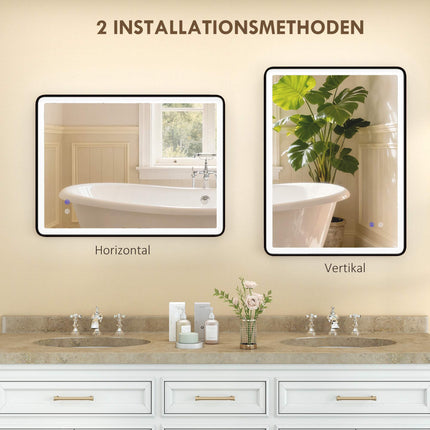 Anti-Fog LED Bathroom Mirror, Dimmable, 80x60 cm