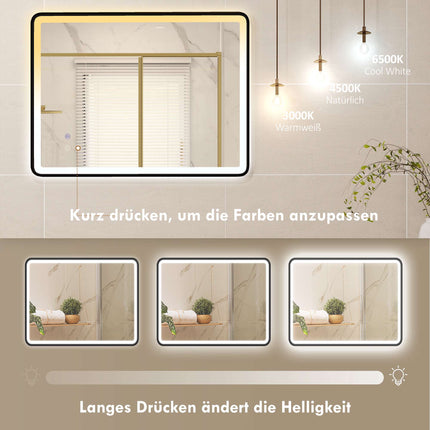 Anti-Fog LED Bathroom Mirror, Dimmable, 80x60 cm