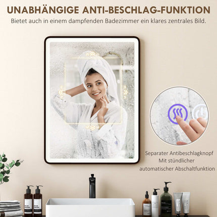 Anti-Fog LED Bathroom Mirror, Dimmable, 80x60 cm