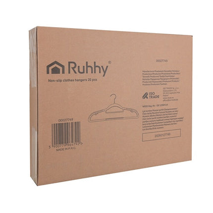 Anti-Slip Clothes Hangers, 20 Pack, Slim Gray, 42 cm