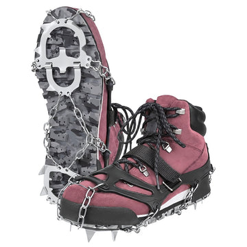 Anti-Slip Shoe Crampons Size M 35-39 with 12 Spikes, Velcro Straps, Case