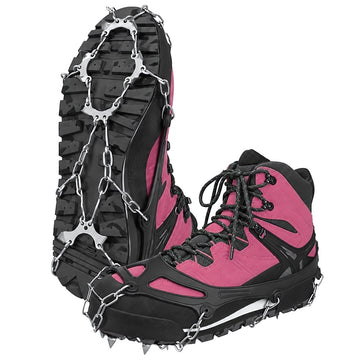 Anti-Slip Shoe Grips Size M 36-40 with 20 Spikes per Pair, Carrying Case