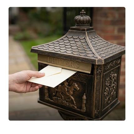 Antique Black Aluminium Freestanding Column Letterbox