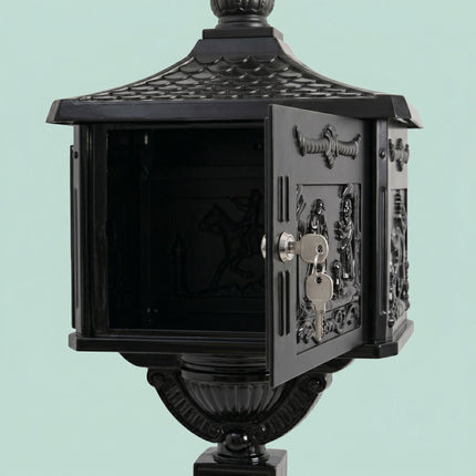 Antique Black Aluminium Freestanding Column Letterbox