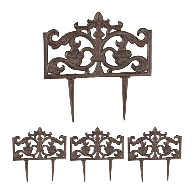 Antique Cast Iron Garden Fence, 4 Panels