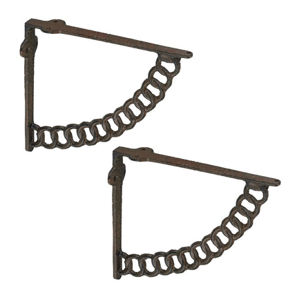 Antique Cast Iron Shelf Brackets, Chain Design, Set of 2