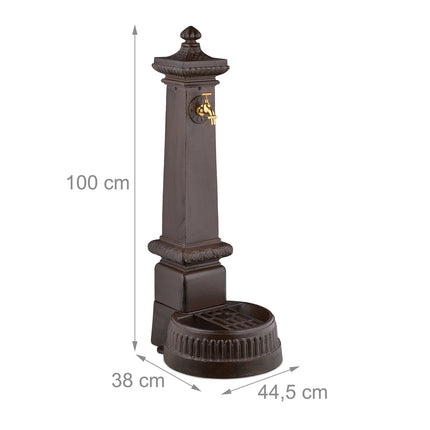 Antique Column Fountain with Tap & Basin, 100 cm