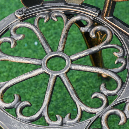Antique Design Metal Garden Bench, Bronze, 2-Seater
